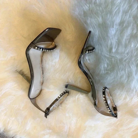 Marc Fisher Sandals Size 5 1/2 M with Rhinestones Ankle Straps Heels Leather - Picture 4 of 7